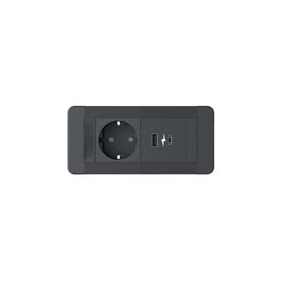 Tanek okvir 1xvtičnica shuko + 1xUSB A/C 20 W, črna