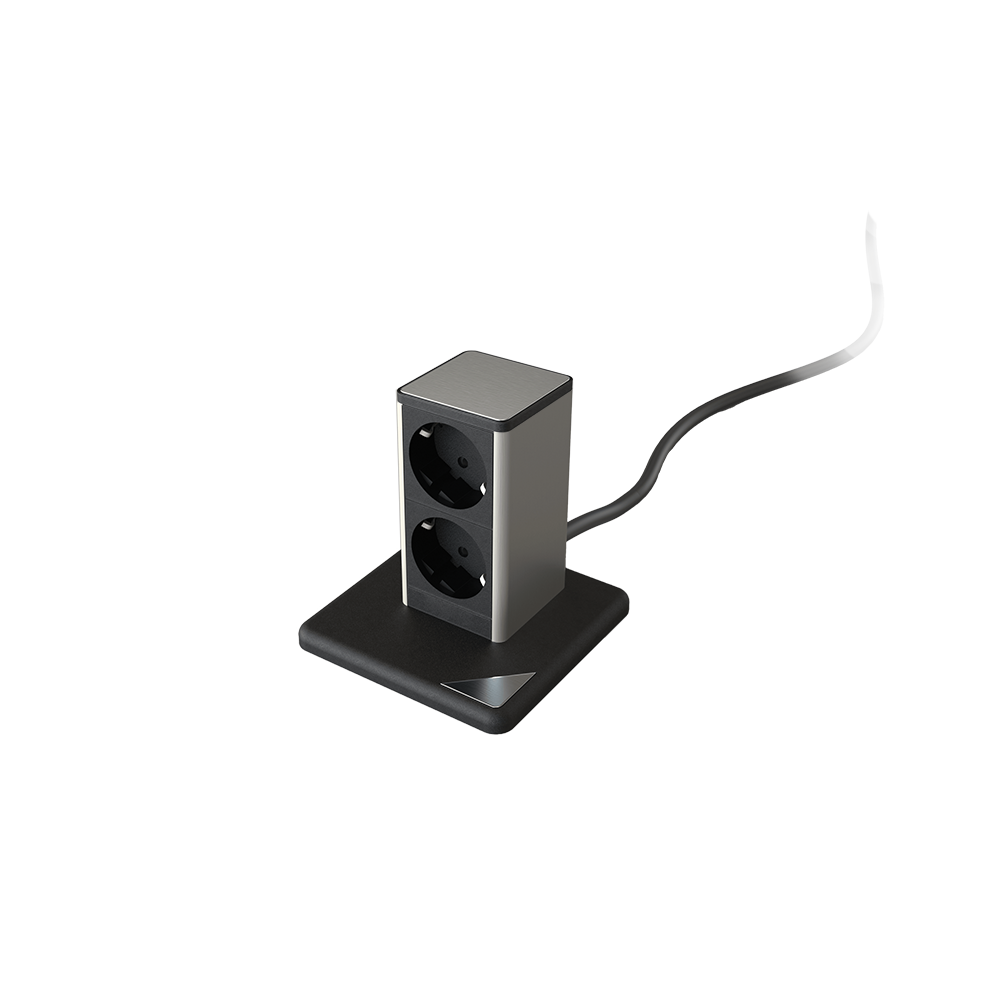 STAND UP 2xSHUKO SOCKET, BLACK/INOX