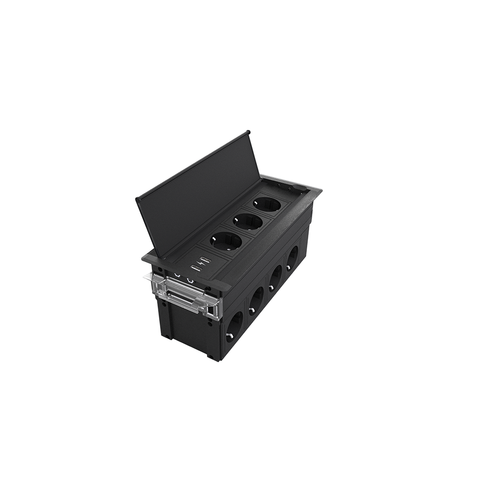 KOMPAKT 12xSHUKO SOCKET, BLACK