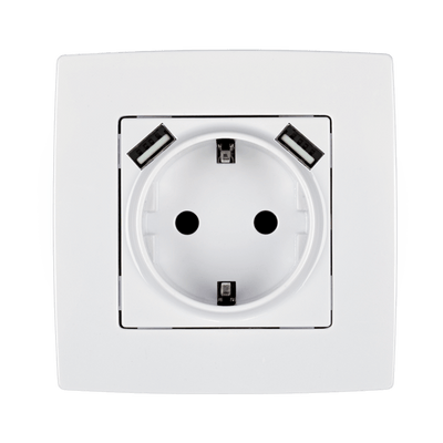 CITY ŠUKO VTIČNICA+ 2 USB BELA