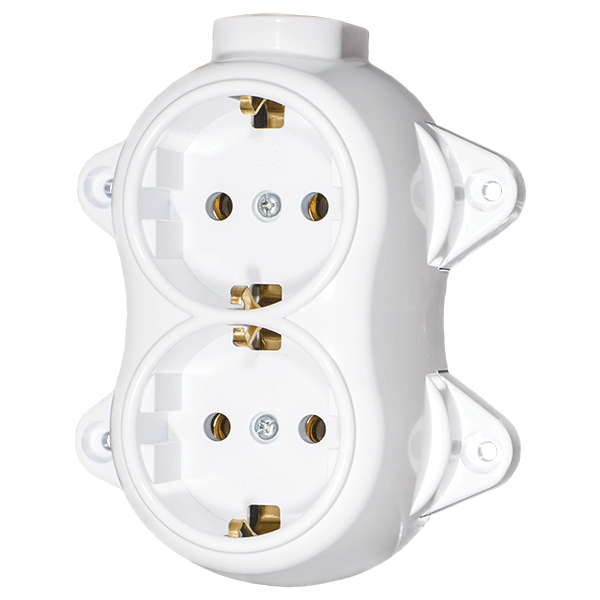 ANTIQUE DOUBLE SOCKET GERMAN TYPE 16А 250V WHITE