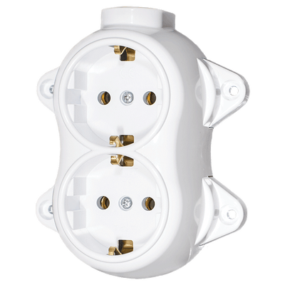 ANTIQUE DOUBLE SOCKET GERMAN TYPE 16А 250V WHITE