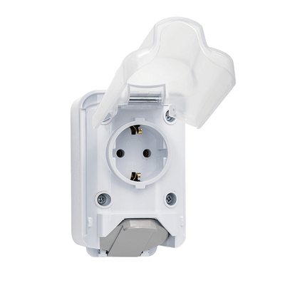 SOCKET+ SOCKET GERMAN TYPE 16A 250V WHITE, IP44