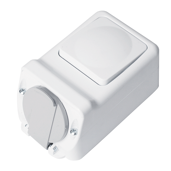 SOCKET+ONE BUTTON ONE WAY SWITCH 16А 250V, IP44