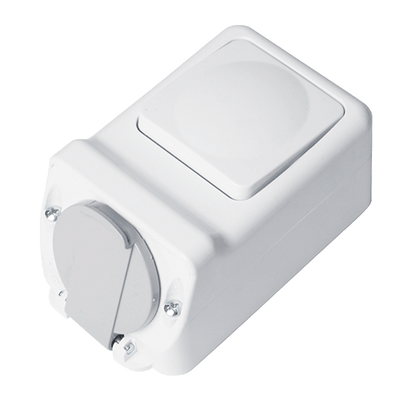 SOCKET+ONE BUTTON ONE WAY SWITCH 16А 250V, IP44