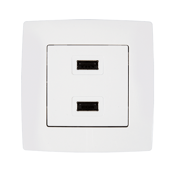 CITY DVOJNA USB VTIČNICA BELA METALIK