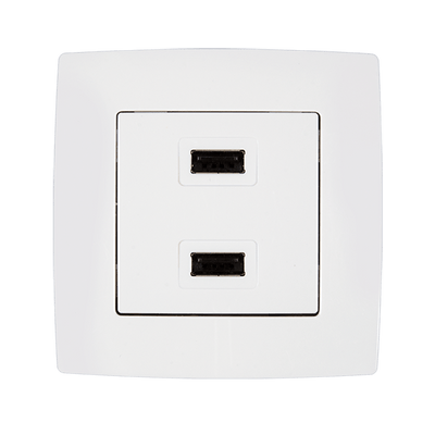 CITY DVOJNA USB VTIČNICA BELA METALIK
