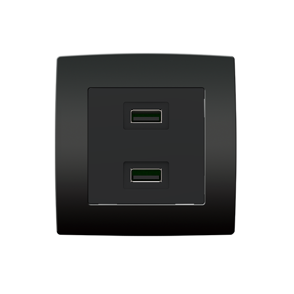 CITY DVOJNA USB VTIČNICA ANTRACIT