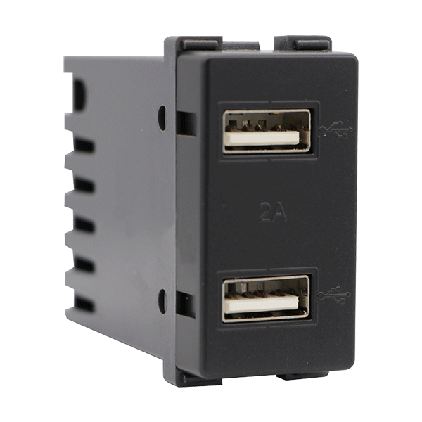LECCE USB VTIČNICA DVOJNA ANTRACIT