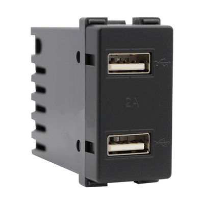 LECCE USB VTIČNICA DVOJNA ANTRACIT