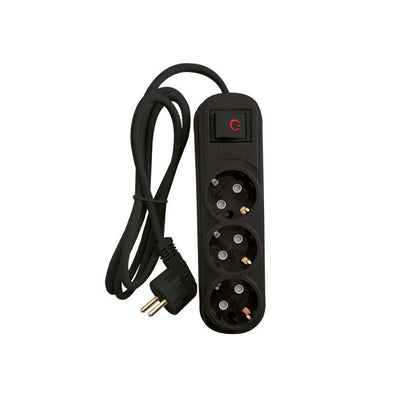 Trojna razdelilna vtičnica 5M H05VV-F 3G1.5MM2, črna