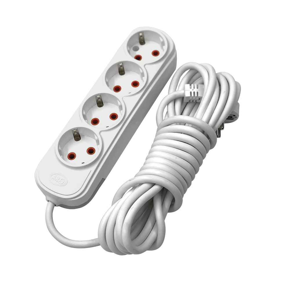 MULTIPLUG FOURFOLD 5M H05VV-F 3G1.5MM2, WHITE
