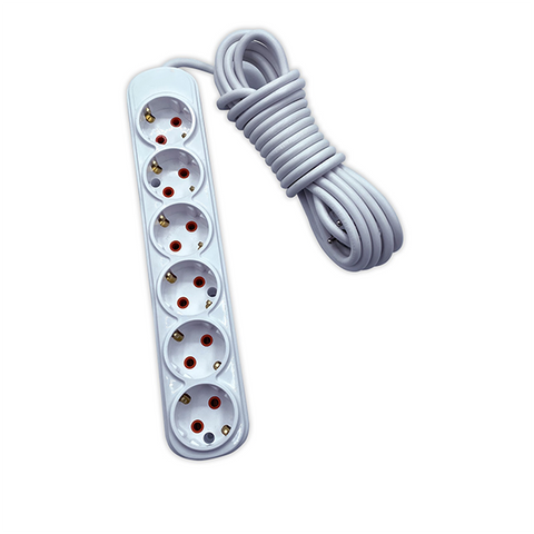 Šestkratna razdelilna vtičnica 5M H05VV-F 3G1.5MM2, bela