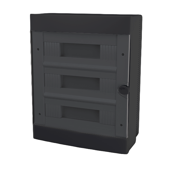 PLASTIC BOX FOR SURFACE MNT. 24 WAY (3X12), BLACK