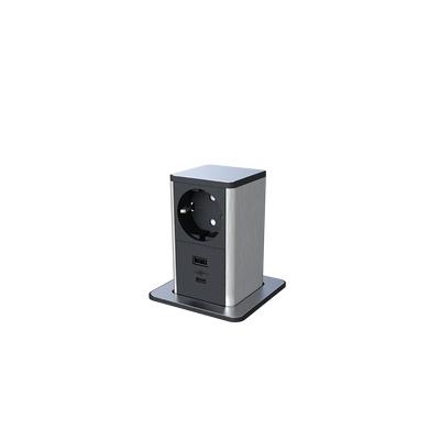 Izvlečna 1x vtičnica shuko + 1x USB a/c 20 W, črna/nerjaveče jeklo