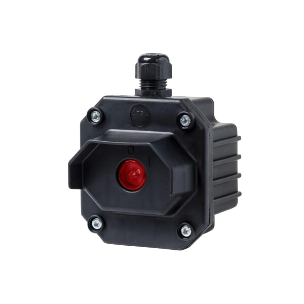 BOX WITH 1 RED LIGHT INDICATOR WITH 1 ENTRY, IP65