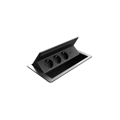 Odklopni pritisni mehanizem 3xSHUKO VTIČNICA+1xUSB a/c 20W, bl/inox