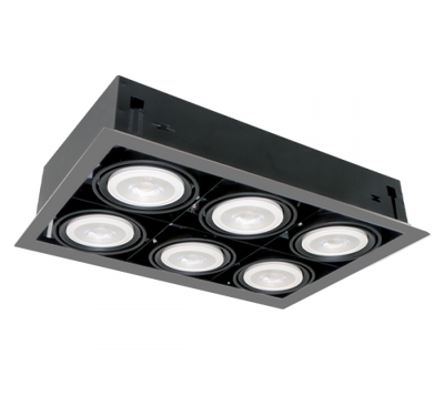 LED ACCENT VGRAJENA  SVETILKA  QUAD610 10W 6XE27 4000K TEMNO SIVA