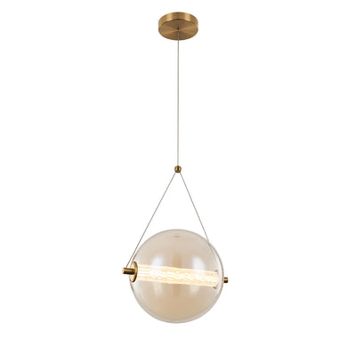 Splendor viseča LED svetilka 9W 3000K, brass+cognac glass