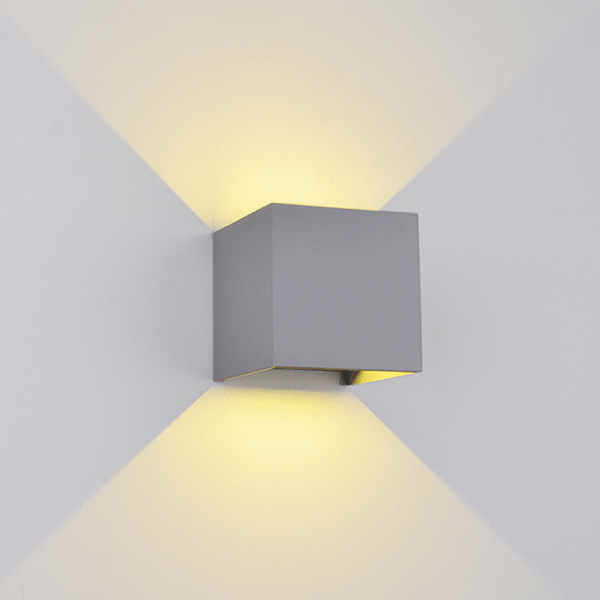 LED STENSKA SVETILKA KVADRATNA 2X5W 4000K IP54 SIVA