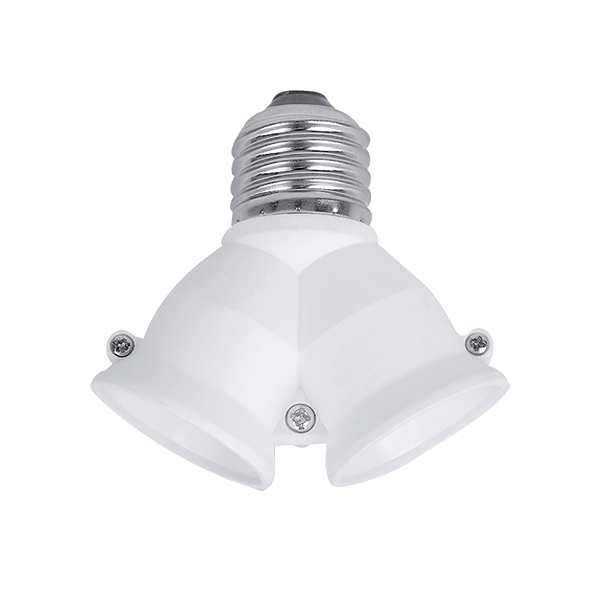 ADAPTER-DVOJNO GRLO Е27 КЪМ 2XЕ27 BELO