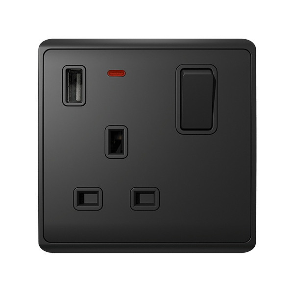 LONDON SINGLE VTIČNICA 2P GUMB STIKALO NEON+USB AN