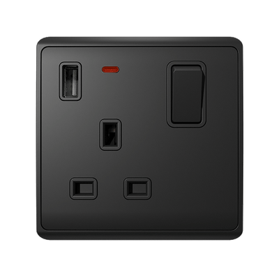 LONDON SINGLE VTIČNICA 2P GUMB STIKALO NEON+USB AN