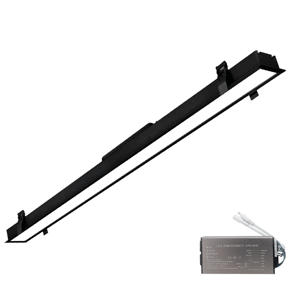 ELMARK LED PROFIL VGRADNI 1500mm 50W 3000K ČRNI + EMERGENCY KIT