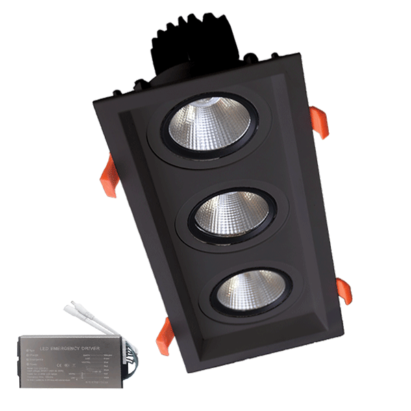 TROJNI LED REFEKTOR 3X15W 230V 3000K BL+ZASILJNI KOMPLET