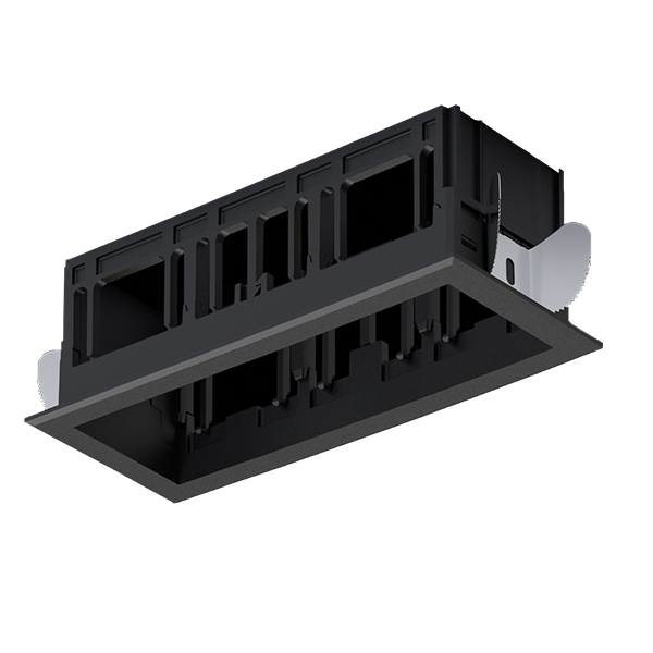 MODENA 3 MODULE RECESSED BOX WITH FRAME BLACK
