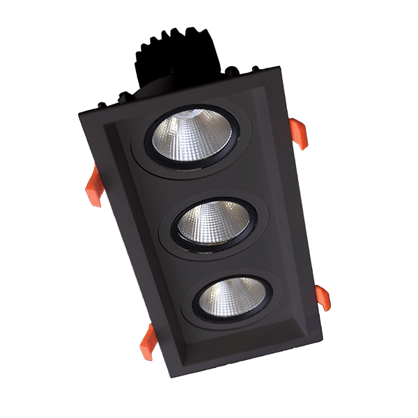Trojni LED premični refektor 3X15W 230V 4000K ČRN