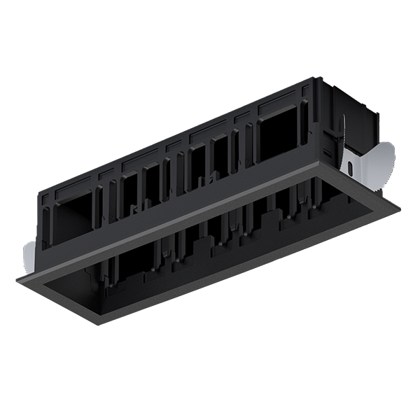 MODENA 4 MODULE RECESSED BOX WITH FRAME BLACK