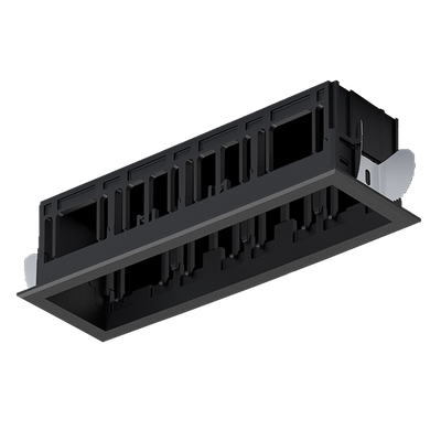 MODENA 4 MODULE RECESSED BOX WITH FRAME BLACK