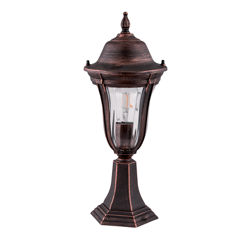MARK VRTNA SVETILKA STOJEČA 1XE27 ČRNO RDEČA MEDENINA H490mm