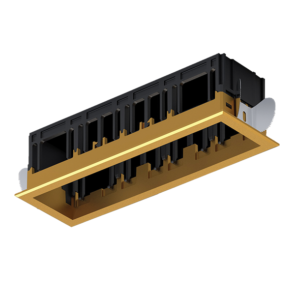 MODENA 4 MODULE RECESSED BOX WITH FRAME BRASS