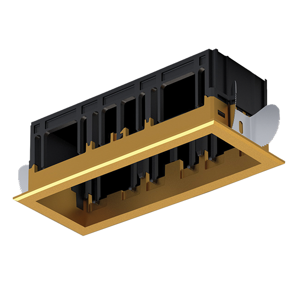 MODENA 3 MODULE RECESSED BOX WITH FRAME BRASS