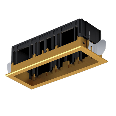 MODENA 3 MODULE RECESSED BOX WITH FRAME BRASS