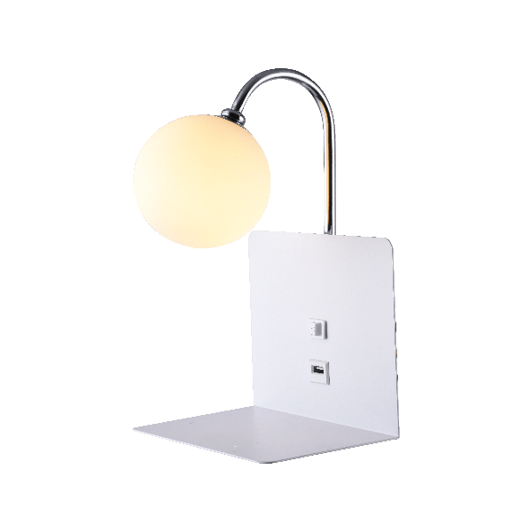 BETTY STENSKA SVETILKA 1XG9 Z USB BELA