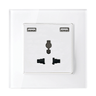 Večfunkcijska vtičnica 16A z 2XUSB glass okvir WH