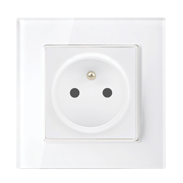 FRENCH TYPE SOCKET 16A GLASS FRAME WHITE+C. BOX