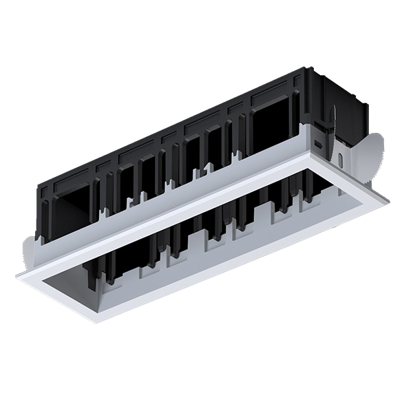 MODENA 4 MODULE RECESSED BOX WITH FRAME WHITE